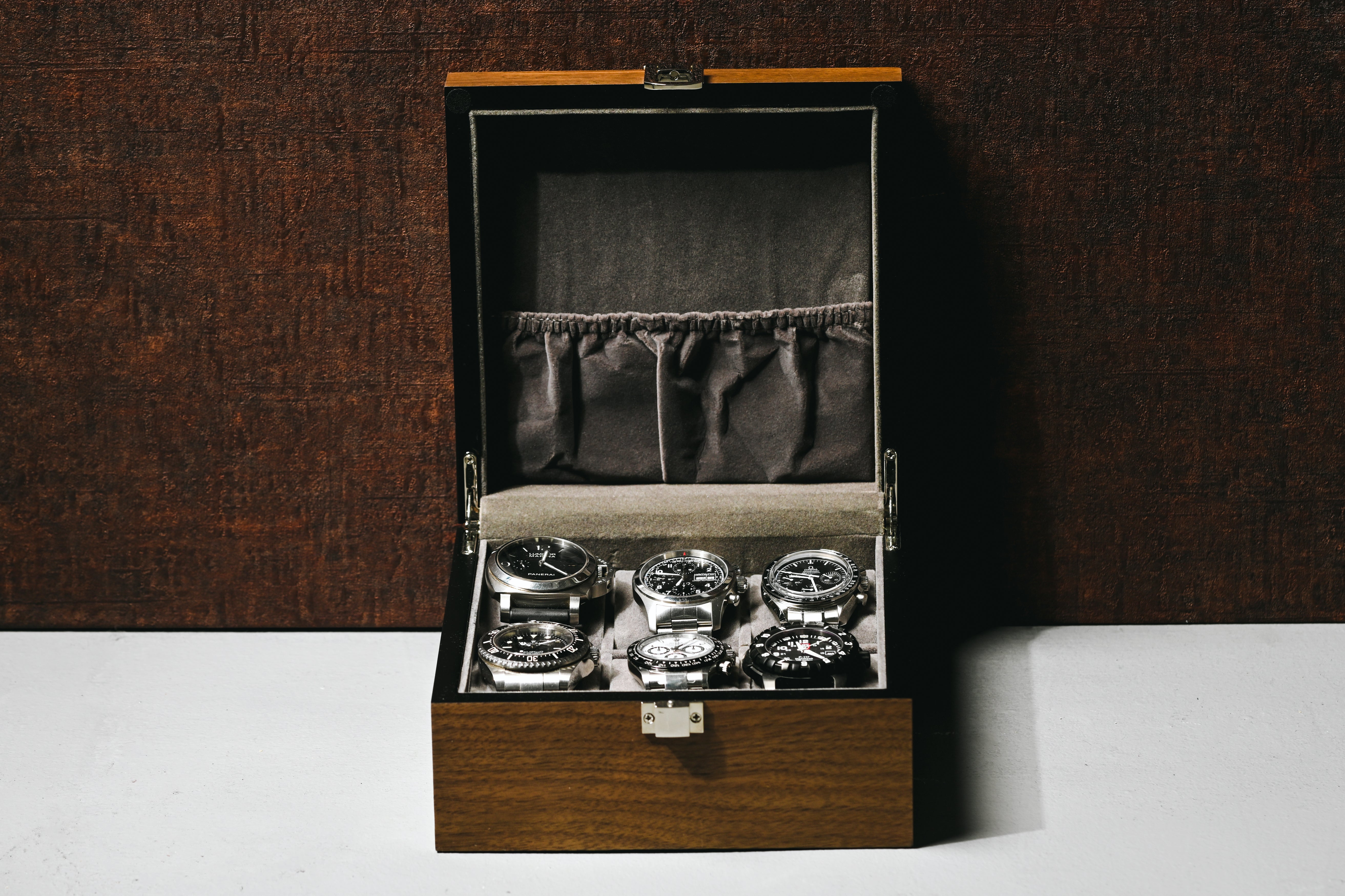 クルミ木製6本腕時計収納時計ケース クルミ木目 ES5306WD