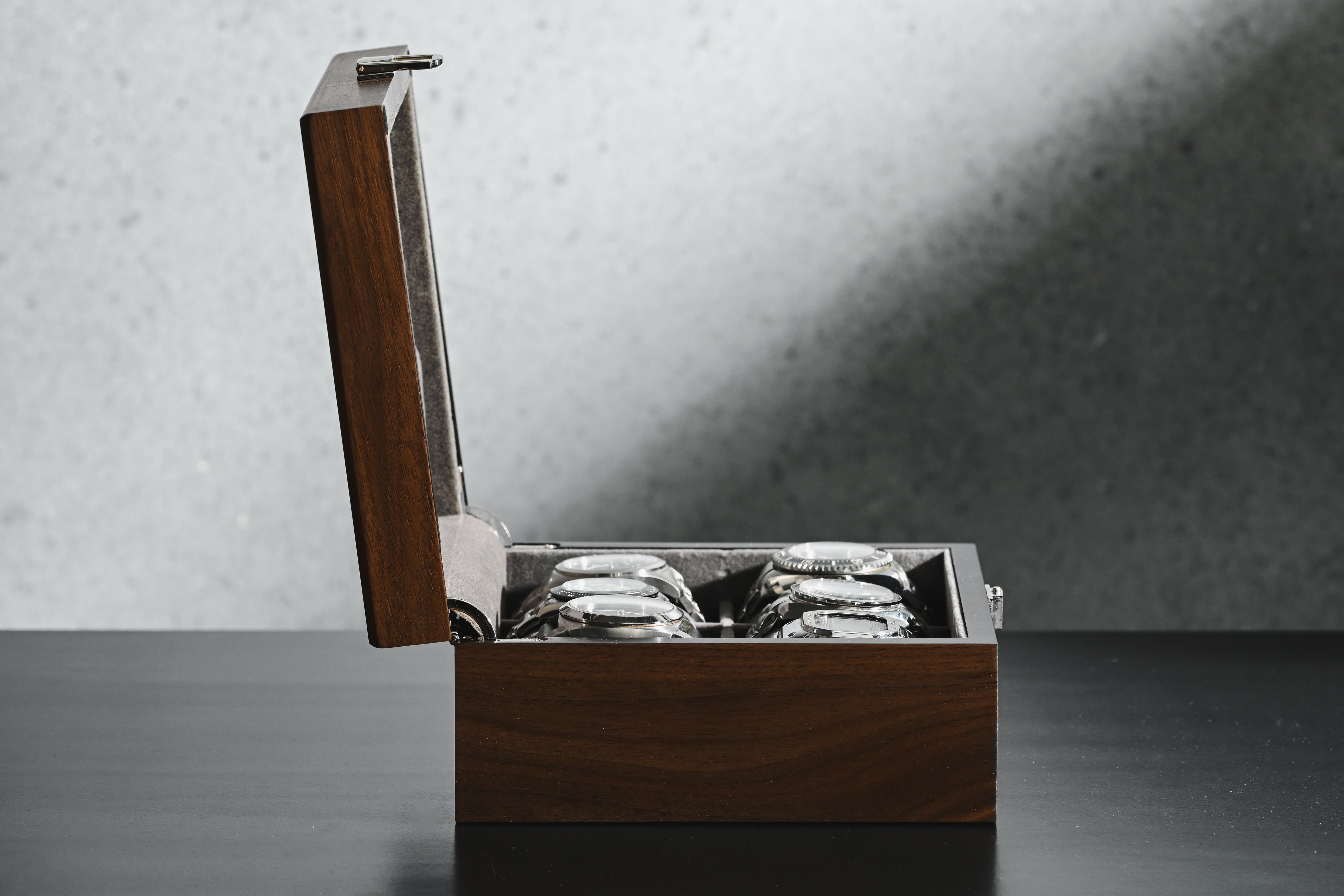 クルミ木製6本腕時計収納時計ケース クルミ木目 ES5306WD