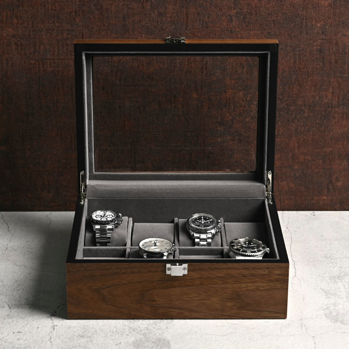 クルミ木製8本腕時計収納時計ケース クルミ木目 ES5318WD (窓あり)