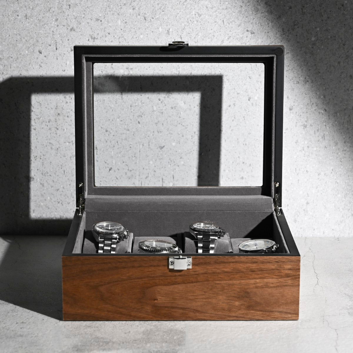 クルミ木製8本腕時計収納時計ケース クルミ木目 ES5318WD (窓あり)