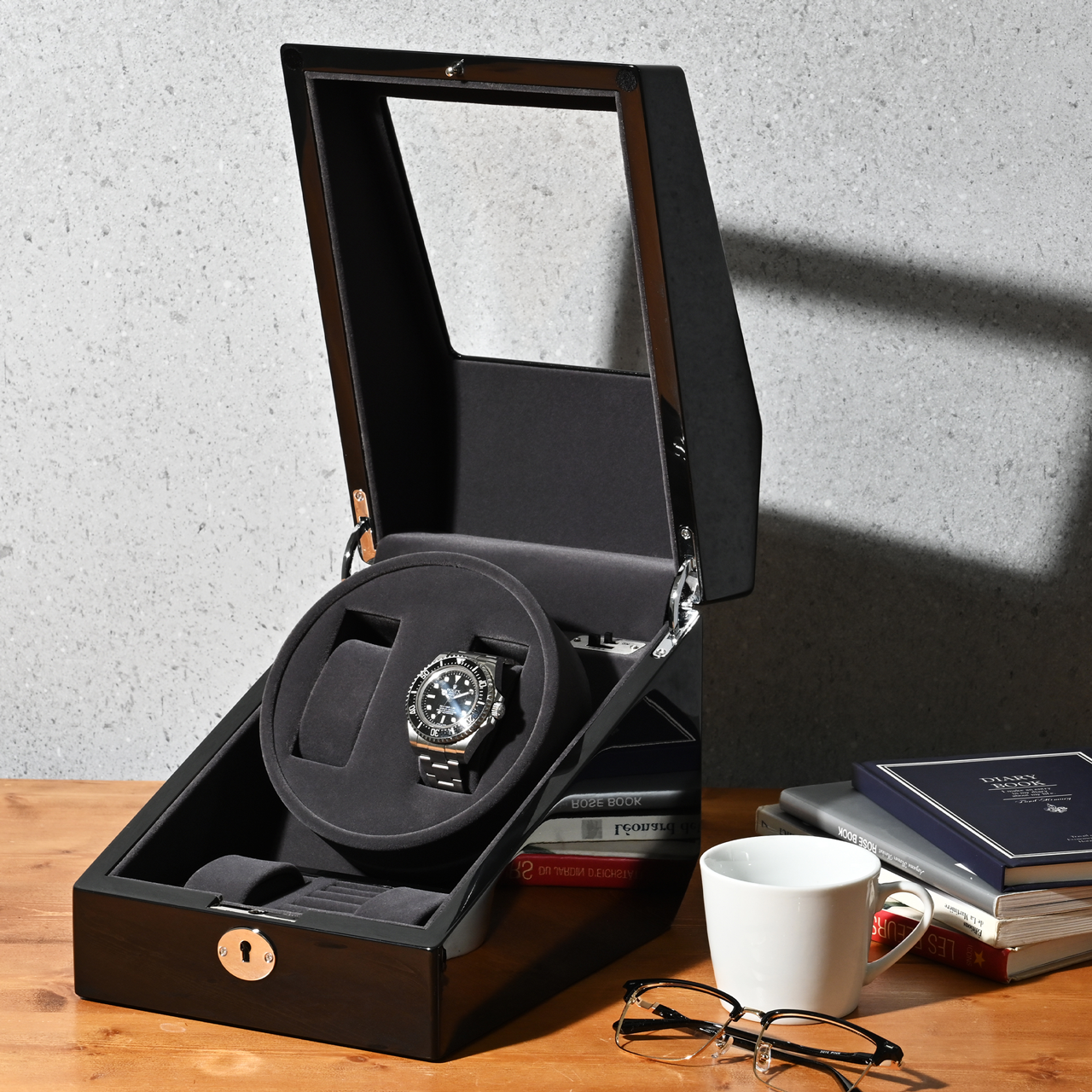 木製腕時計2本巻きワインディングマシーン  (ピアノブラック) LU2223001BK