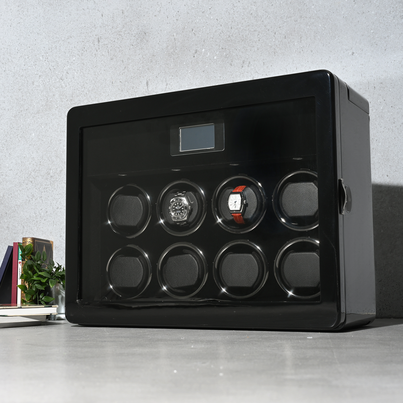 木製腕時計8本巻きワインディングマシーン  (ピアノブラック) LU72008BK