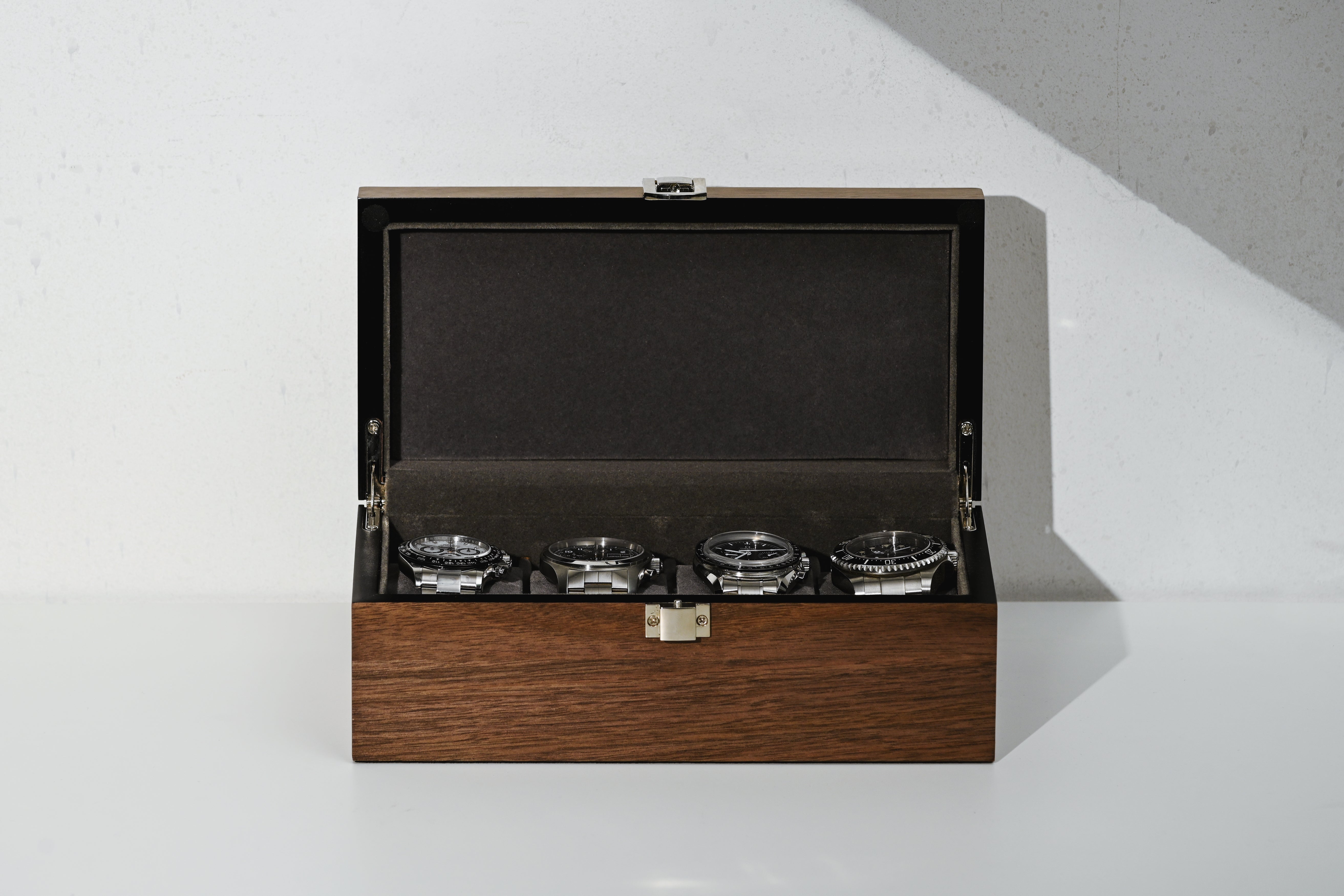 クルミ木製4本腕時計収納時計ケース クルミ木目 ES5304WD