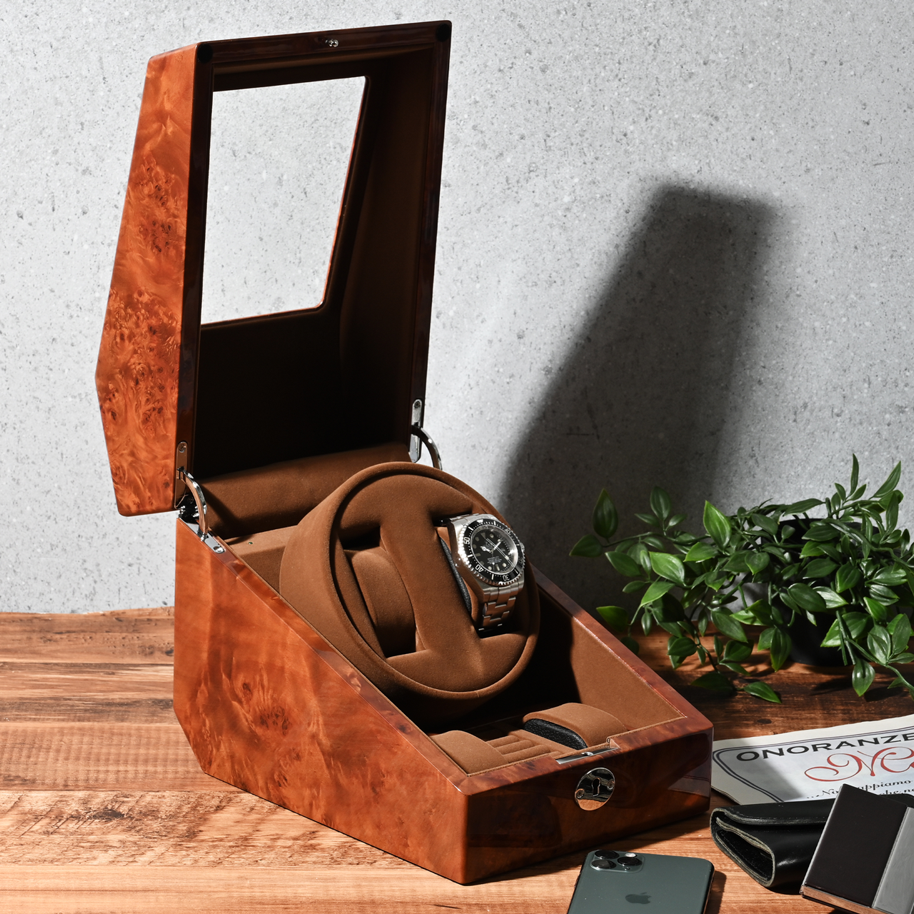 木製腕時計2本巻きワインディングマシーン (濃木目) LU2223001RD