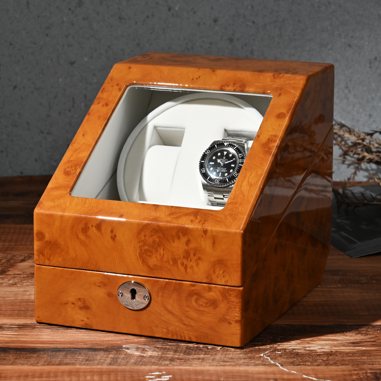 エスプリマ｜LUHW｜木製腕時計2本巻きワインディングマシーン (薄木目) LU2223001BK